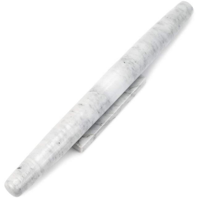 Marble French Rolling Pin for Baking Pizza Dough, Pie & Cookie - Essential Kitchen utensil tools gift ideas for bakers 16" inch Pins (White Marble)