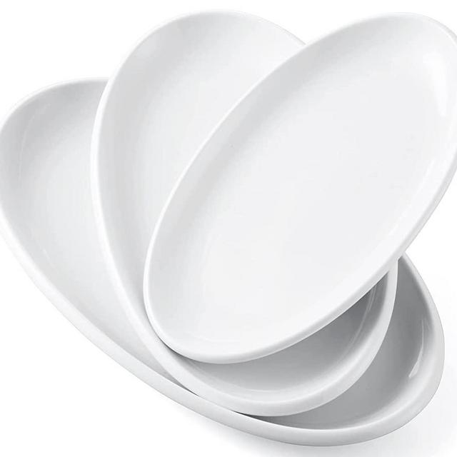 Yedio White Serving Platters for Food Entertaining Meat, Large Oval Porcelain Dinner Plate Set of 3, Ceramic Serving Dishes for Thanksgiving Christmas Party Restaurant Oven Microwave Dishwasher Safe