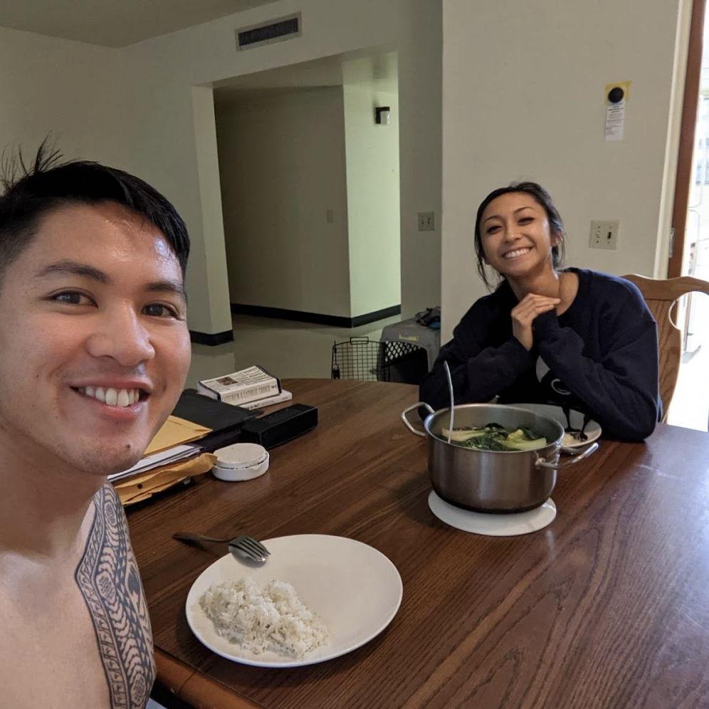 A photo from our first night. Ronelle cooked Nilaga (Filipino beef soup with veggies.)