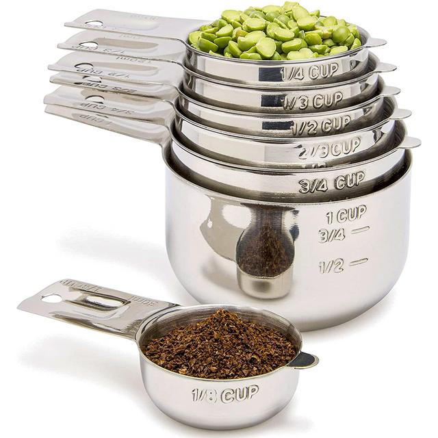 Simply Gourmet Stainless Steel Measuring Cups - Measuring Cup Set for Cooking Baking, Set of 7.