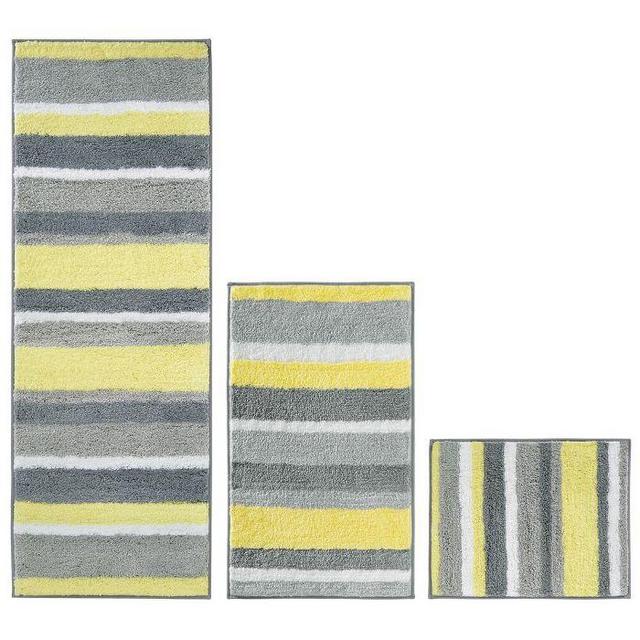 mDesign Striped Microfiber Bathroom Spa Mat Rugs/Runner, Set of 3