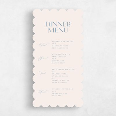 Blue Scalloped Wedding Menu - Menton Classic