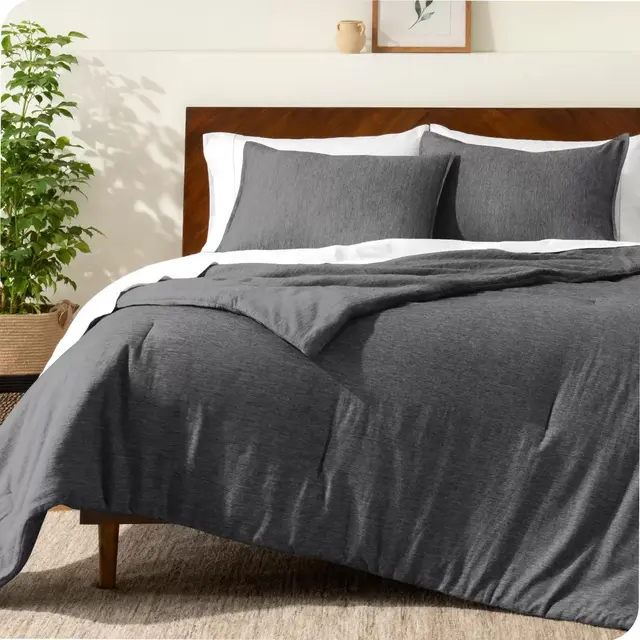 Bare Home 3-Piece Comforter Set in Heathered Grey, King/Cal King