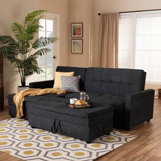 Noa Left Facing Storage Sectional Sleeper Sofa with Ottoman