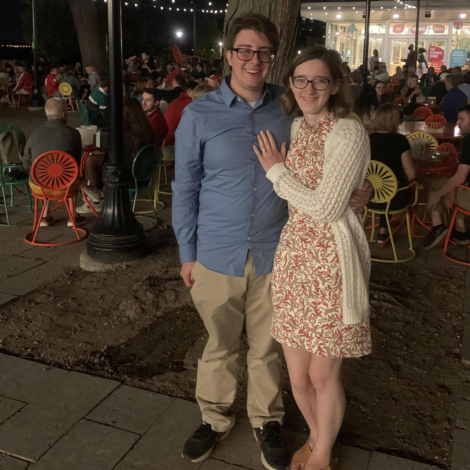 On the terrace the night we got engaged.
