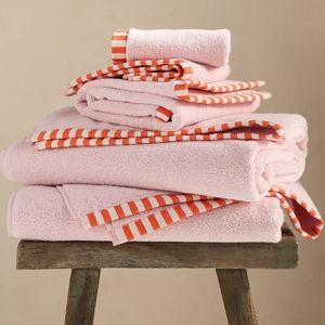 The Sloane Stripe Trim Soft Cotton Towel Collection - Pink