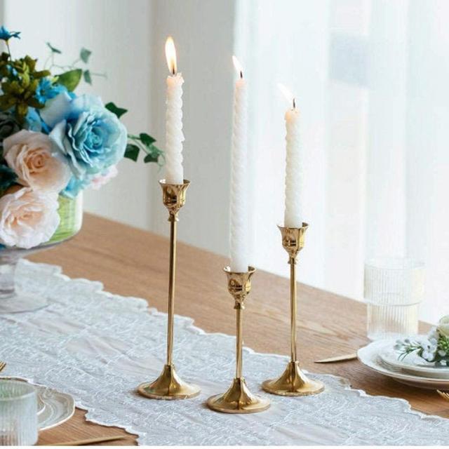 Gold Taper Candlestick Holders - Set of 3