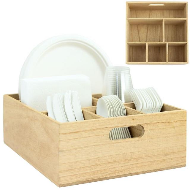 Utensil Caddy, Picnic Caddy, Paper Plate Dispenser, Hosting Essentials, Silverware Caddy for Party, Outdoor Utensil Caddy for Parties, Paper Plate Holders, Utensil Holder for Party