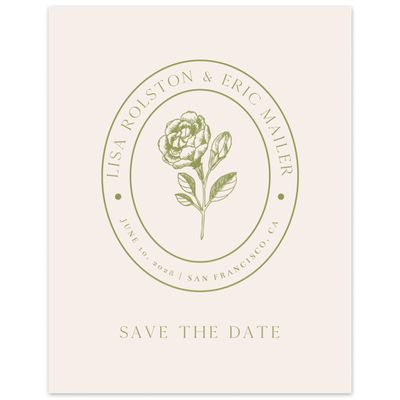 Green Rustic Wedding Digital Save the Date - Grandiflora Portrait