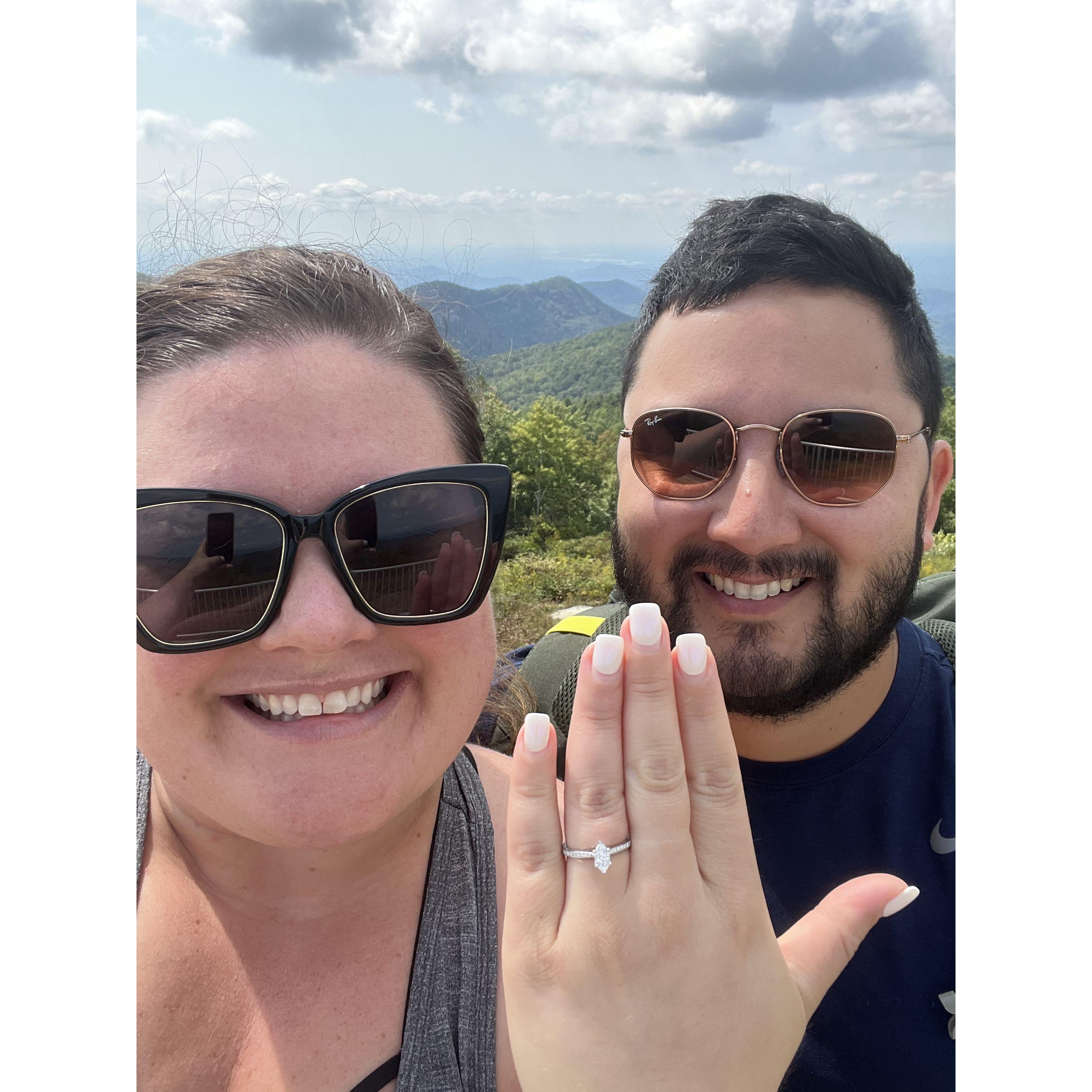 Omar officially proposed at Table Rock State Park, but we took our "proposal" picture at Sasafrass Mountain.