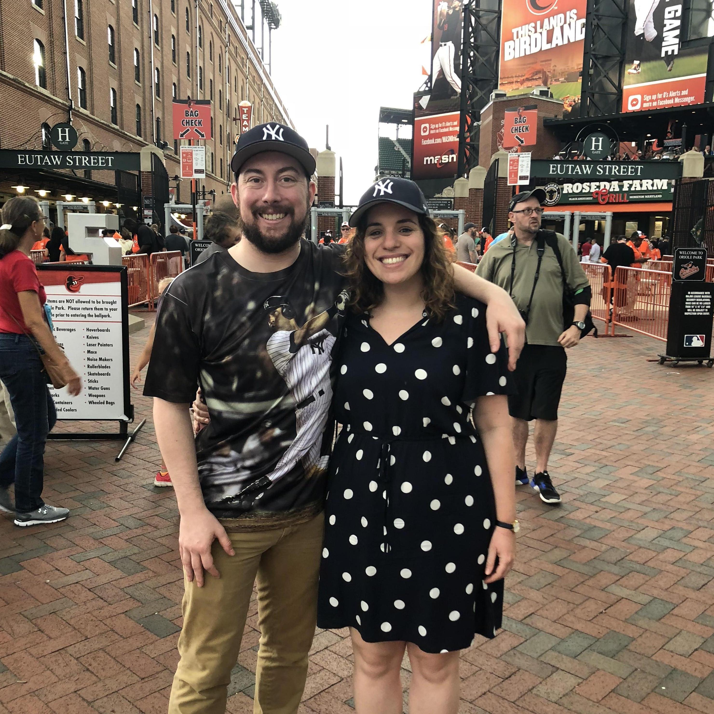 Cheering on Elliot's Yankees in Baltimore, Maryland.