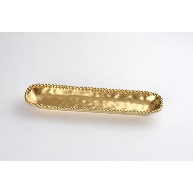Pampa Bay Titanium-Plated Porcelain Cracker Tray, 14 x 3.5 Inch, Matte Gold Tone, Oven, Freezer, Dishwasher Safe
