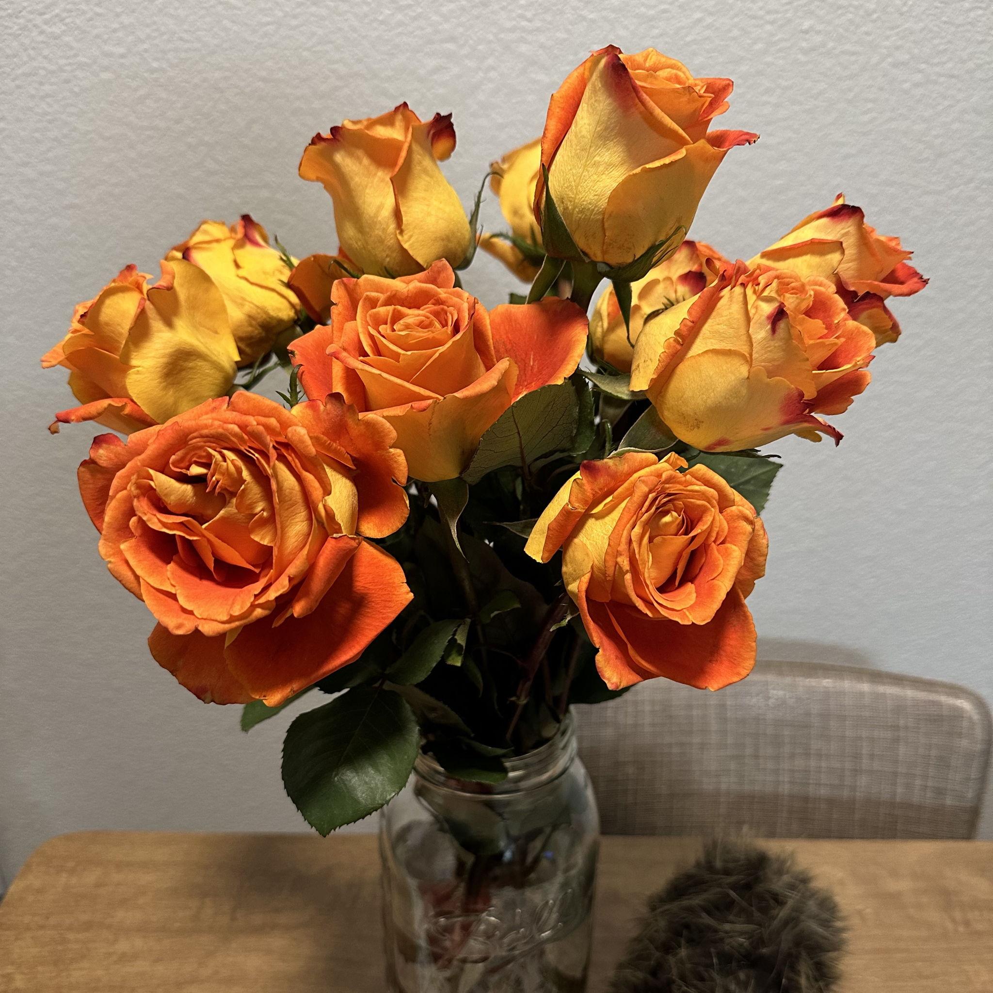 First flowers on our 3rd date because it was "too cold out to pick wild flowers".