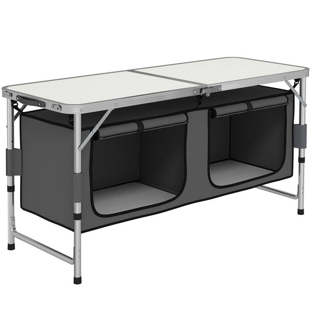 48" Outdoor Portable Aluminum Camping Picnic Folding Table w/ Storage Organizer