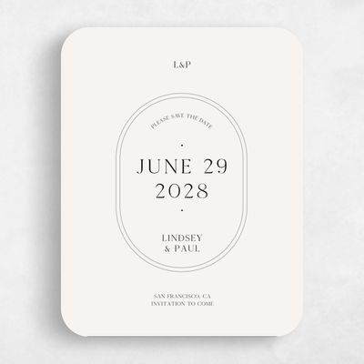Beige Rounded Wedding Save the Date - Cadiz Portrait