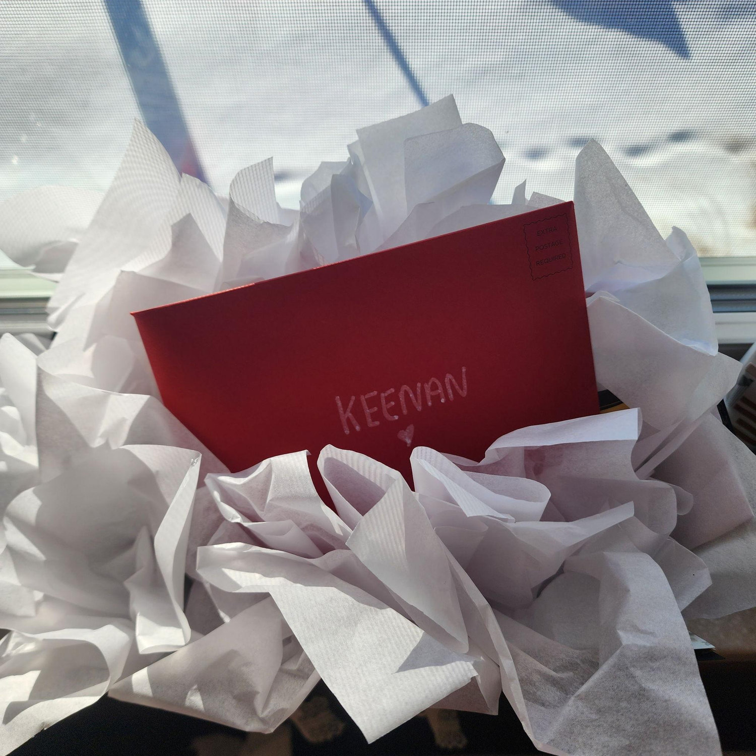 Keenan was busy with snowcamp during Valentines day, but Elora made him a box of his favorites, and gave it to his roommate, who put it on his desk to surprise him when he was done working!