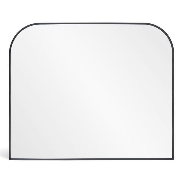 Minuover Modern Large Wall Mirror, Modern Minimalist Home Decor Arch Mantel Mirror, Brushed Black Metal Framed Arched Mirror for Bathroom, Living Room, Bedroom, Fireplace, 30" x 48", Black