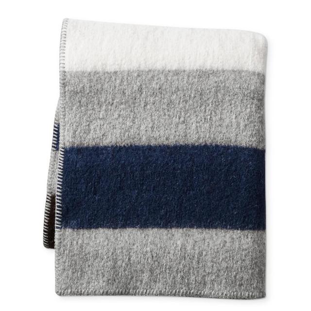 Italian Boiled Wool Stripe Throw, 50" x 70", Navy