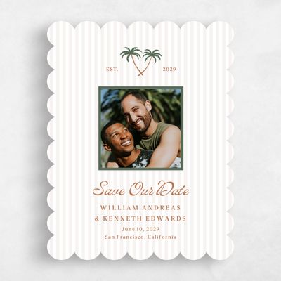 Green Scalloped Wedding Save the Date - Marquesas Photo