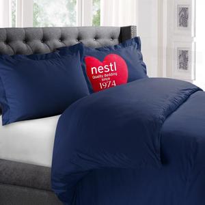 Premium Duvet Cover 3-Piece Set By Nestl Bedding – Soft & Breathable Microfiber Linen, Protects Your Duvet/Comforter, Hypoallergenic & Stylish Design, Navy Blue King Size Cover PLUS 2 Pillow Shams