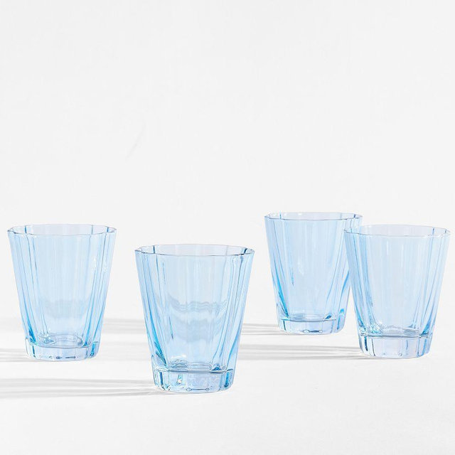 Fluted Short Tumblers, Set of 4 - Blue