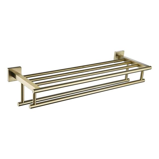 KOKOSIRI 24 Inch Towel Rack with Double Towel Bars Bathroom Towel Shelf Towel Holder Wall Mounted SUS 304 Stainless Steel, Brushed Gold, B6005BG-L24
