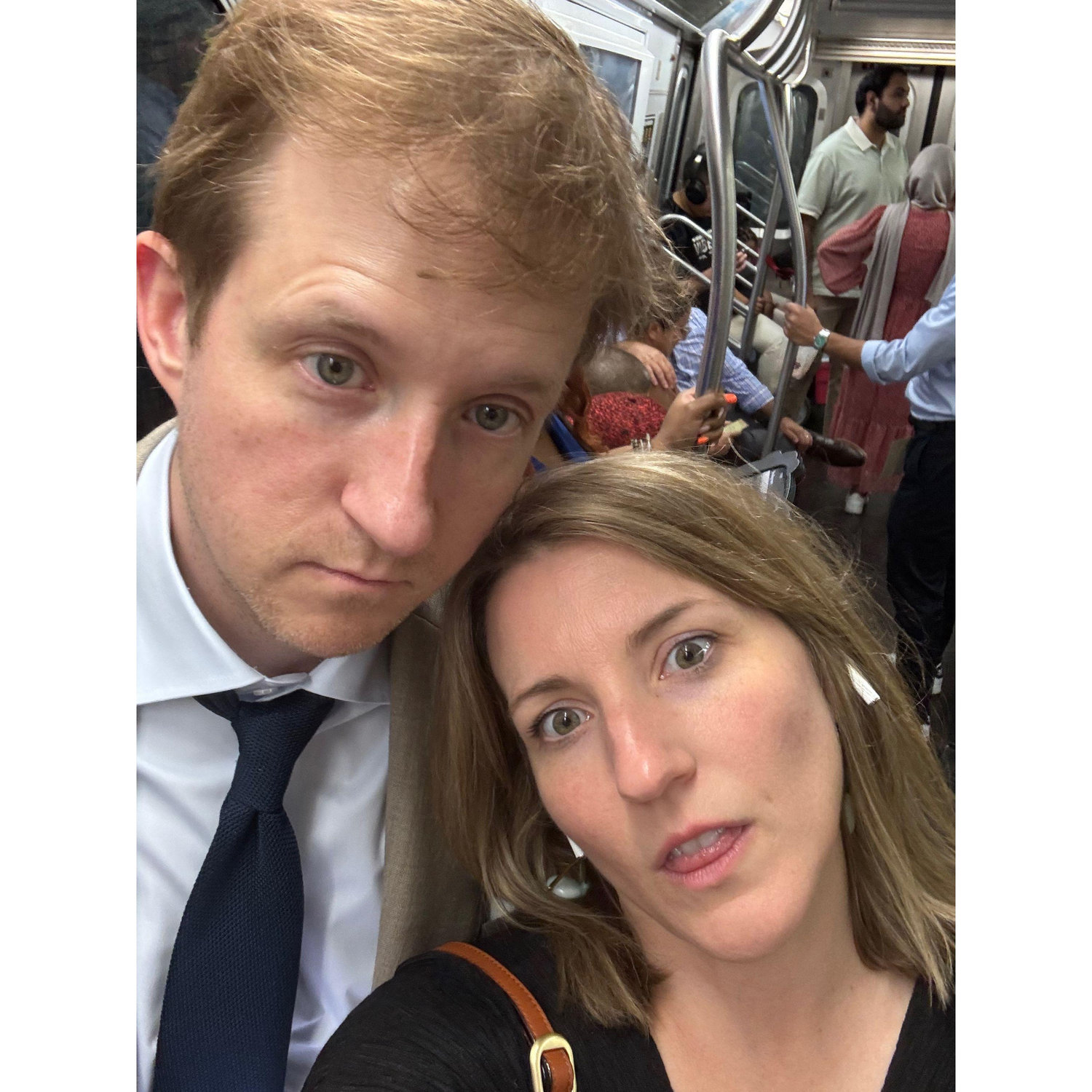 On the subway back to our hotel in NYC this last July. It was a long day, but such a fun trip!
