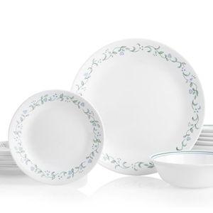Corelle Vitrelle 18-Piece Service for 6 Dinnerware Set Triple Layer Glass and Chip Resistant, Lightweight Round Plates and Bowls Set, Country Cottage