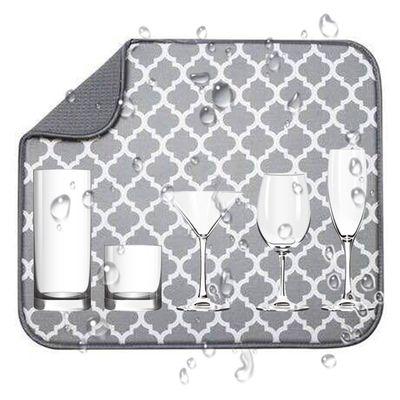 KABOER Microfiber Dish Drying Mat, Quick Absorbent Pad Fiber Sponge Plaid Pattern Draining Board Mat for Kitchen