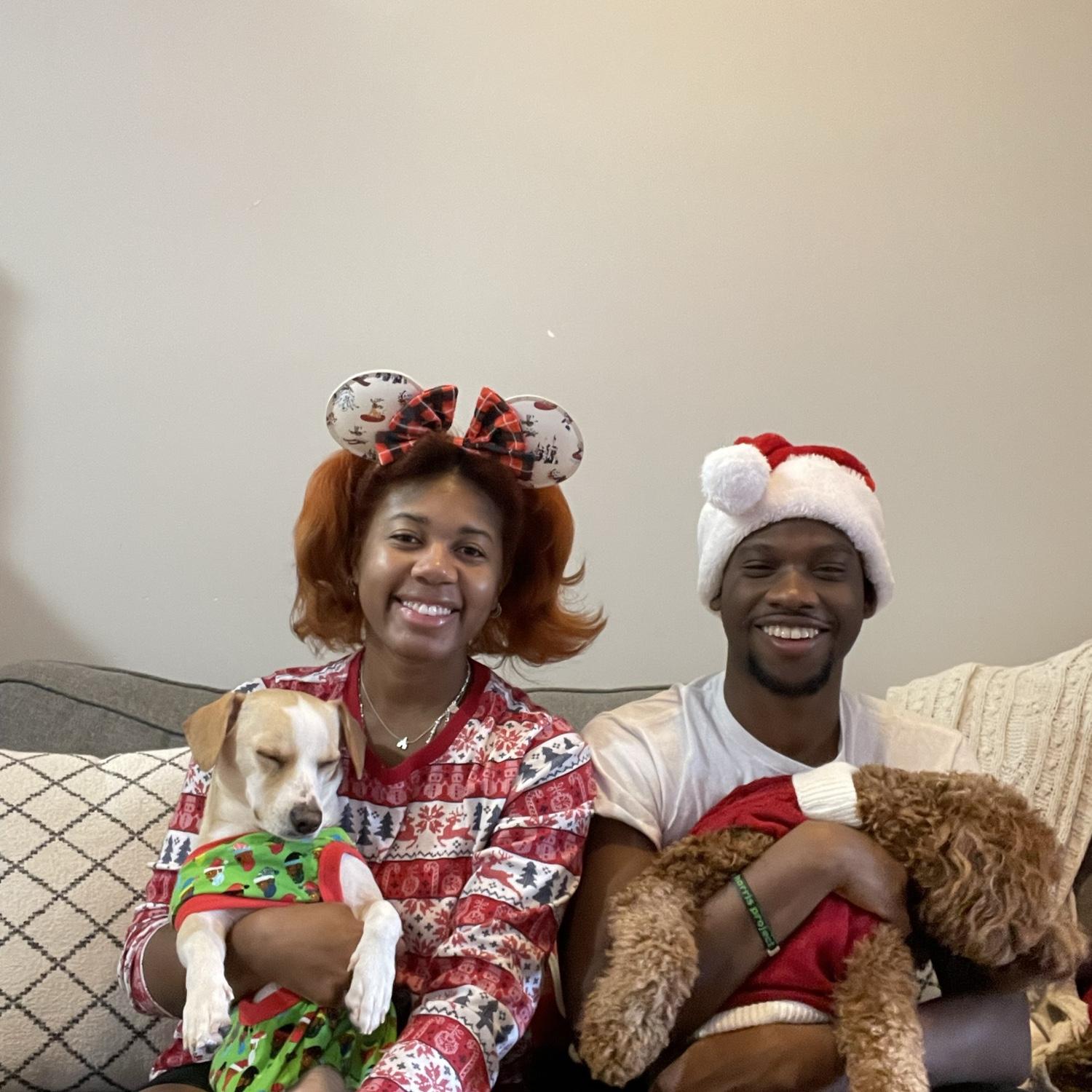 Christmas with baby Nike and her cousin Espresso