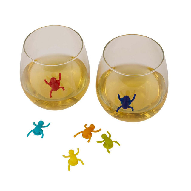 RSVP International Basic Silicone Suction Cup Tumbler Markers 6 Piece