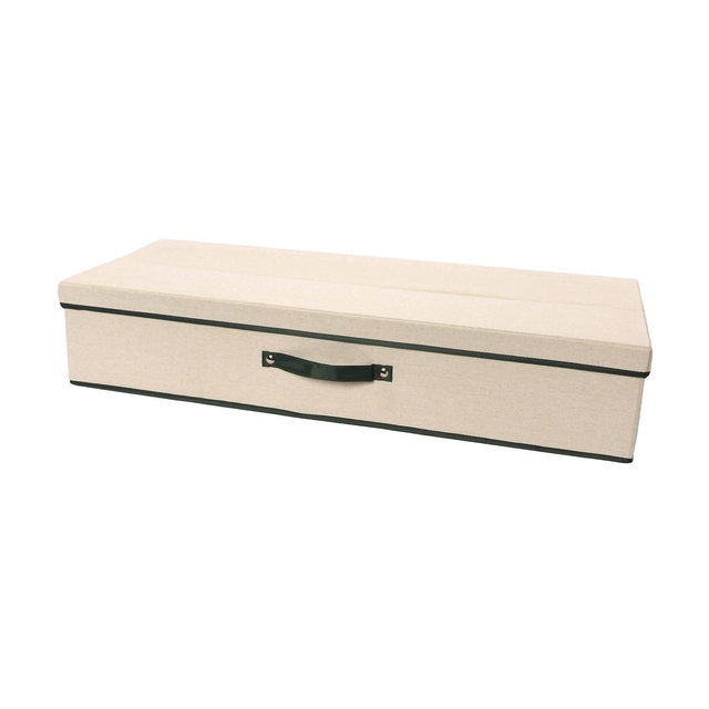 Household Essentials Gift Wrap Organizer Natural/Green: Canvas Decorative Box, Under Bed Storage, 36x15x7, Spot Clean