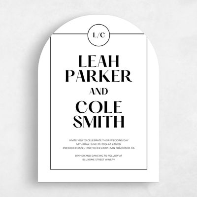 White Arch Wedding Invitation - Brevard Frame