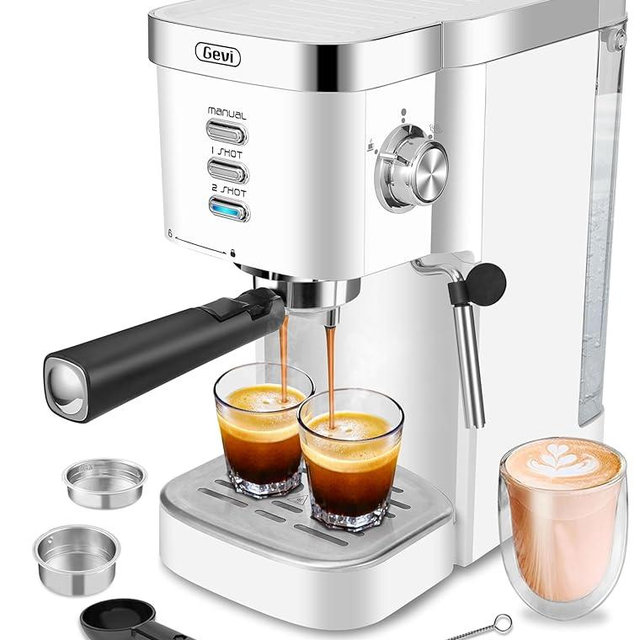 Gevi Espresso Machine 20 Bar High Pressure,compact espresso machines with Milk Frother Steam Wand,Professional Cappuccino,Latte,Macchiato Maker for home,espresso maker