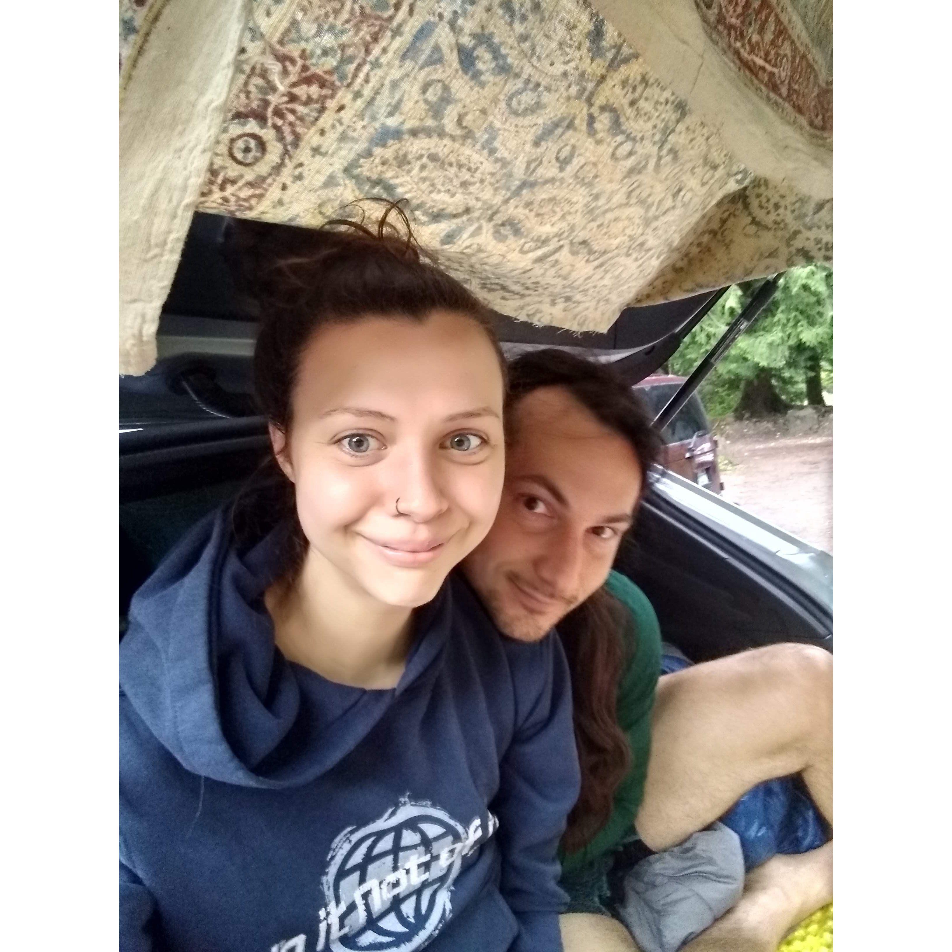First night sleeping in our Subaru