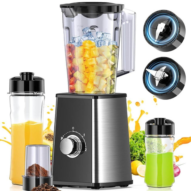 Smoothie Blender, Personal Blenders for Smoothies and Shakes, Smoothies Maker and Coffee Grinder with 2 To-Go Cups, Countertop Blender for Kitchen, BPA Free