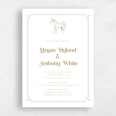 Gold, White Wedding Invitation - Brisbee Portrait