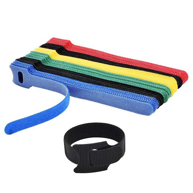 Hmrope 60PCS Reusable Fastening Cable Ties, 6-Inch Adjustable Cord Ties, Microfiber Hook Loop Cords Management Wire Organizer Wraps (Assorted Colors)