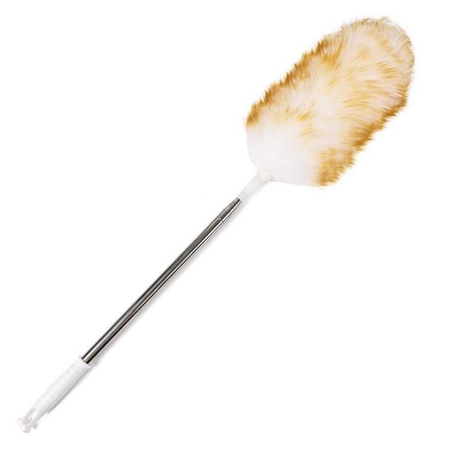 Lambswool Extendable Duster 29-110 Inch, Anti-Static Flexible Head, Stainless Steel Pole for High Ceilings, Fans, Interior & Roof Dusting.
