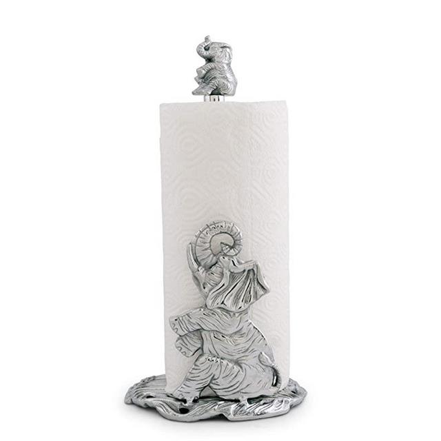 Arthur Court Designs Elephant Decorative Counter Top Paper Towel Holder - Aluminum Metal 14.5" Standing Tall