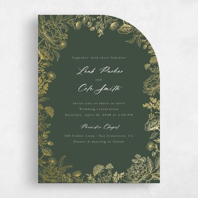 Green Half arch Wedding Invitation - Vicenza Portrait Foil