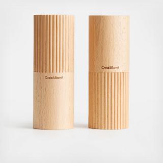 Hanno Fluted Wooden Salt & Pepper Shaker Set