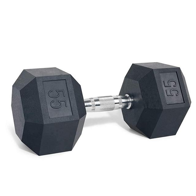 LIONSCOOL Rubber Encased Hex Dumbbells in Pairs or Single, Hand Dumbbell Weight with Metal Handle for Strength Training, Resistance Training, Build Muscle and Full Body Workout, 5-65lbs