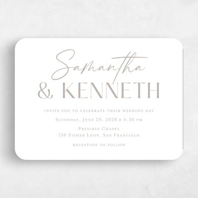 Grey Rounded Wedding Invitation - Sidney Landscape Letterpress