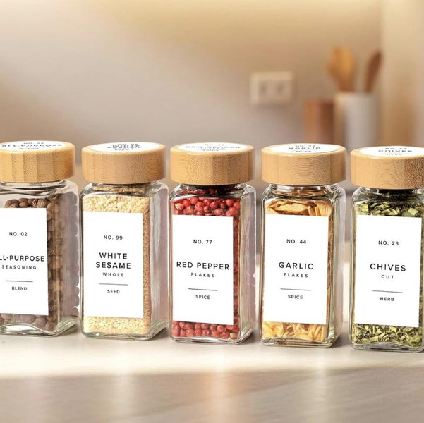 EDELHAUS® Square Spice Jars with Bamboo Lid