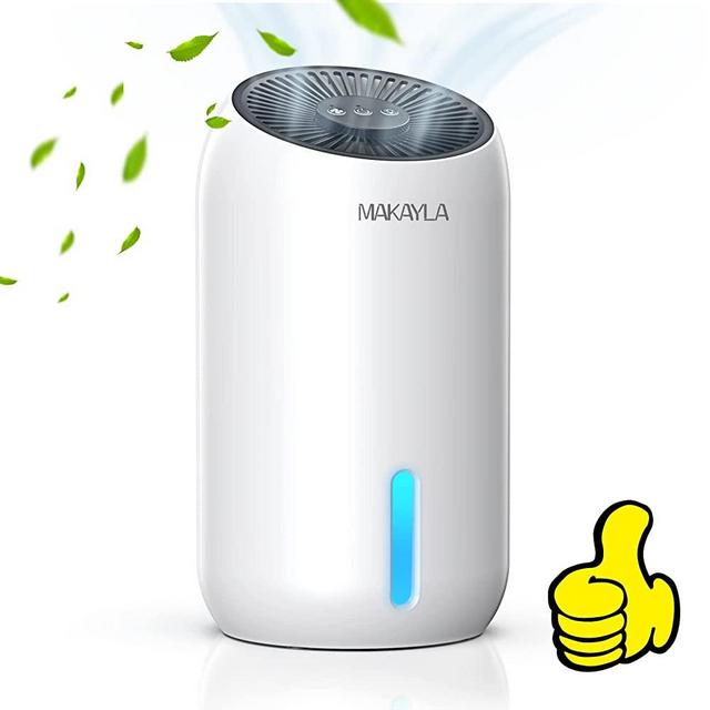 MAKAYLA Dehumidifiers, 56oz(1650ml) , 5500 Cubic Feet(550sq ft) Small Dehumidifier with 7 Colors LED Light Overflow Protection, Portable Quiet Compact for Home Basements, Bathroom, Bedroom, Trailer, RV,2 working modes