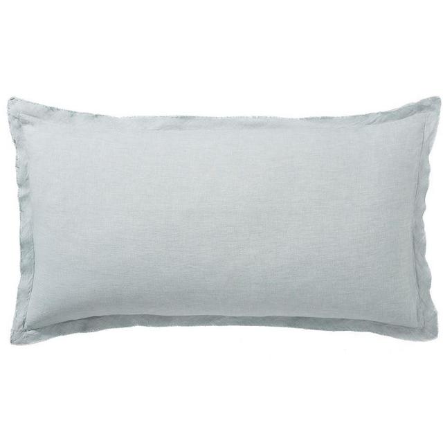 Mineral Blue Belgian Flax Linen Double Flange King Shams, Set of 2