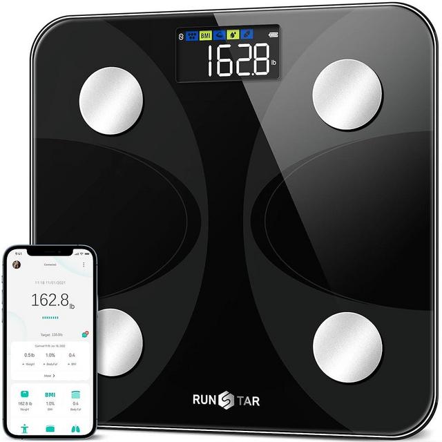 runstar Scale for Body Weight and Fat Percentage, Ultra-Precision Digital Accurate Bathroom Smart Scale with Large Display,13 Body Composition Analyzer Sync App Weight Scale BMI Health Monitor