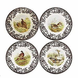 Spode Woodland Canape Plates Assorted Motifs, Set of 4