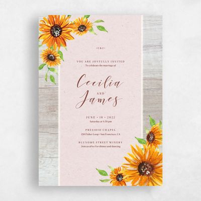 Blush, Grey Wedding Invitation - Sunnyridge Border